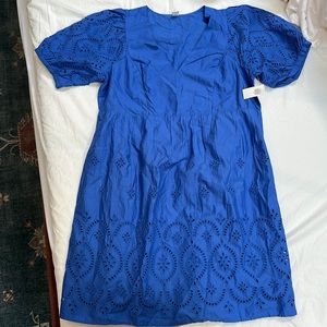 Old Navy V-Neck Eyelet Mini Dress for Women - royal blue - new with tags, Medium